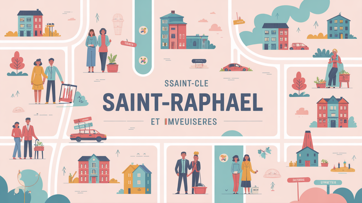 Illustration carte ville Saint-Raphael investisseurs familles moderne