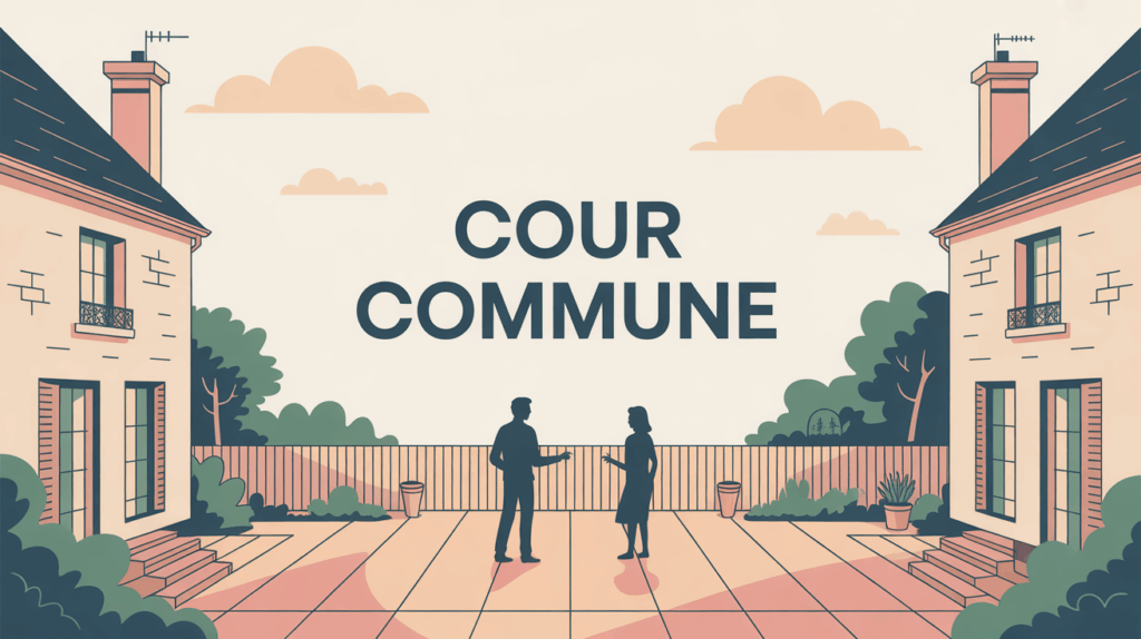 cour commune vue du dessus partagee entre voisins