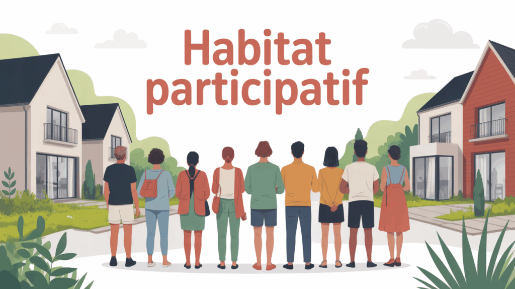 Illustration groupe personnes habitat participatif