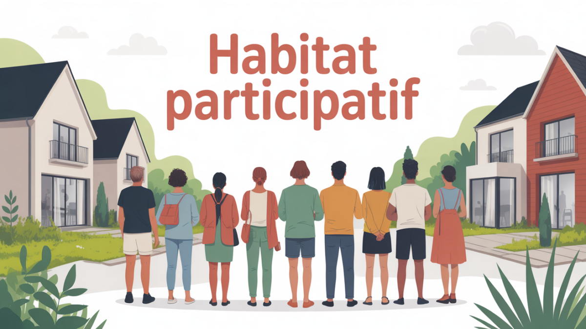 Illustration groupe personnes habitat participatif