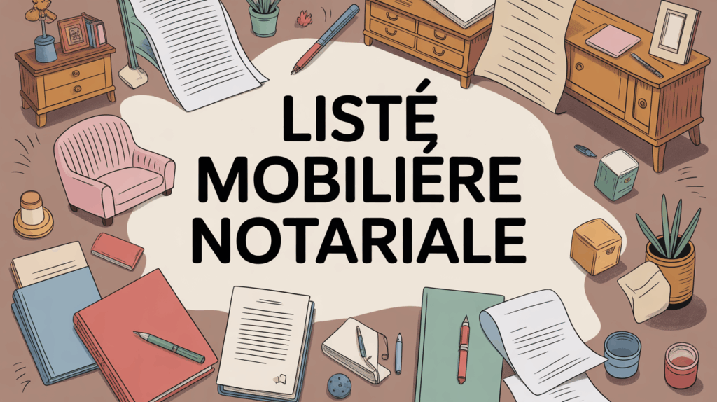 Illustration table notaire avec liste mobiliere notariale