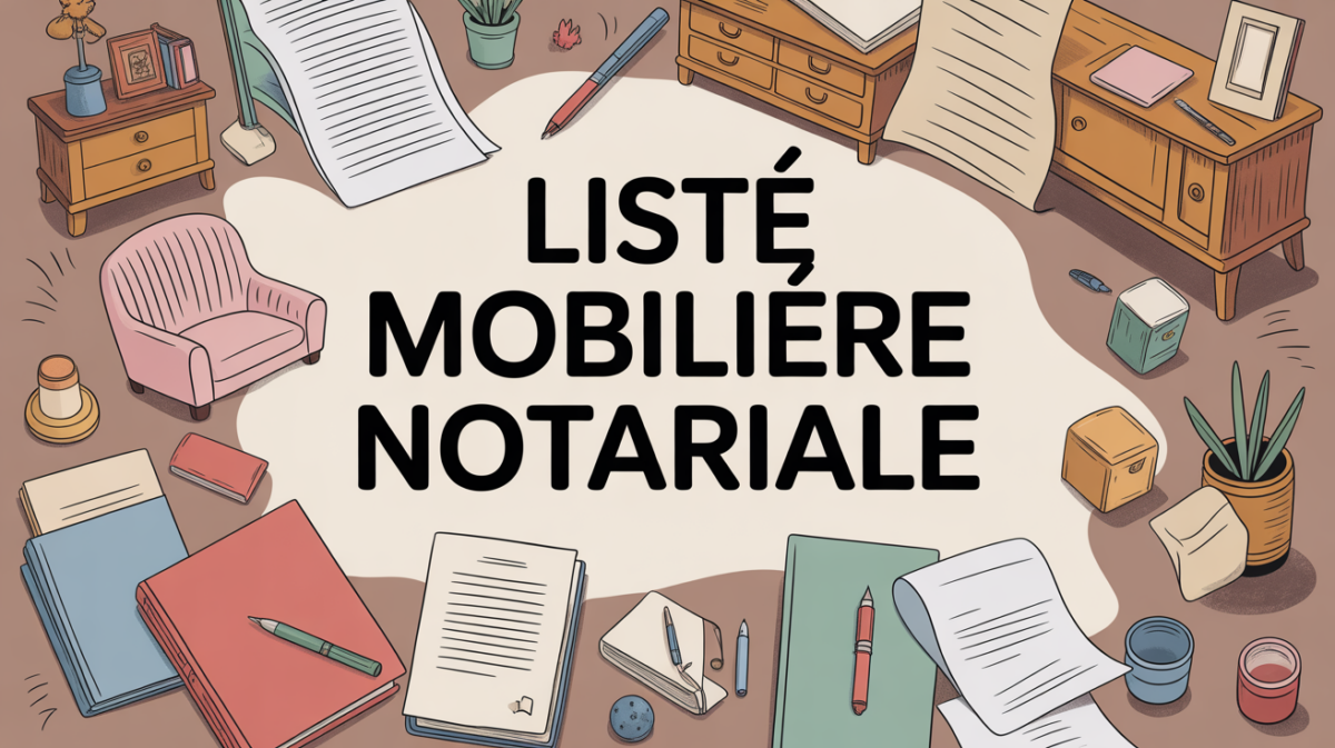 Illustration table notaire avec liste mobiliere notariale