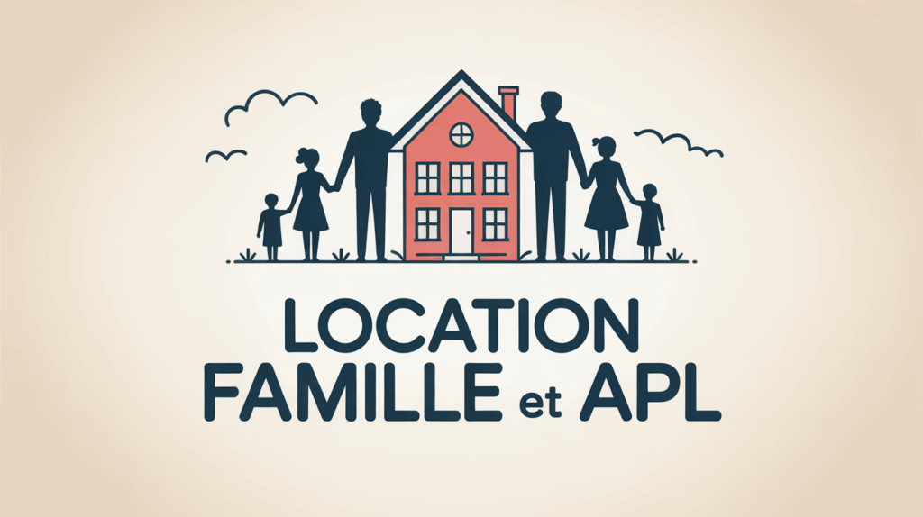 Illustration maison et famille reliée location APL