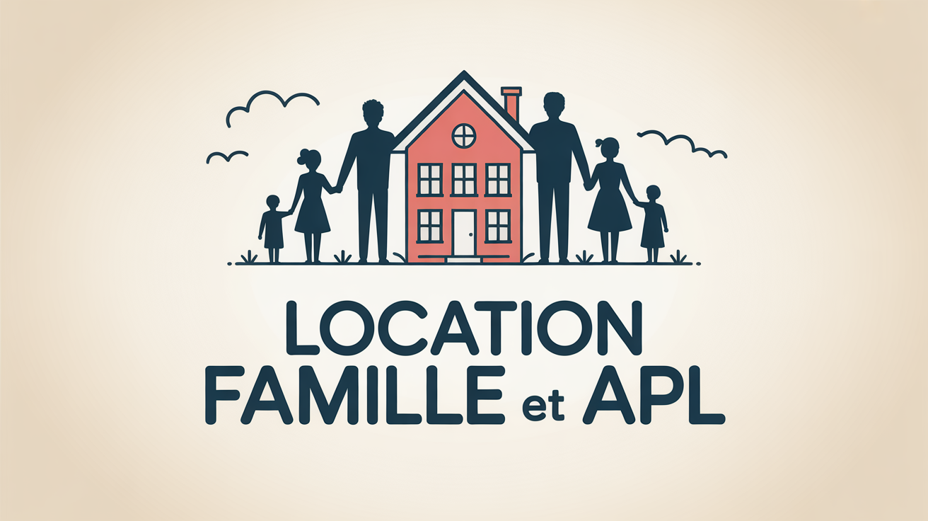 Illustration maison et famille reliée location APL