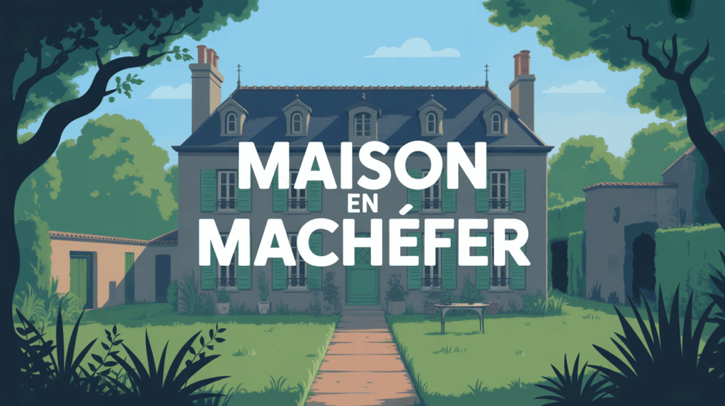 vue stylisee maison en machefer avec jardin