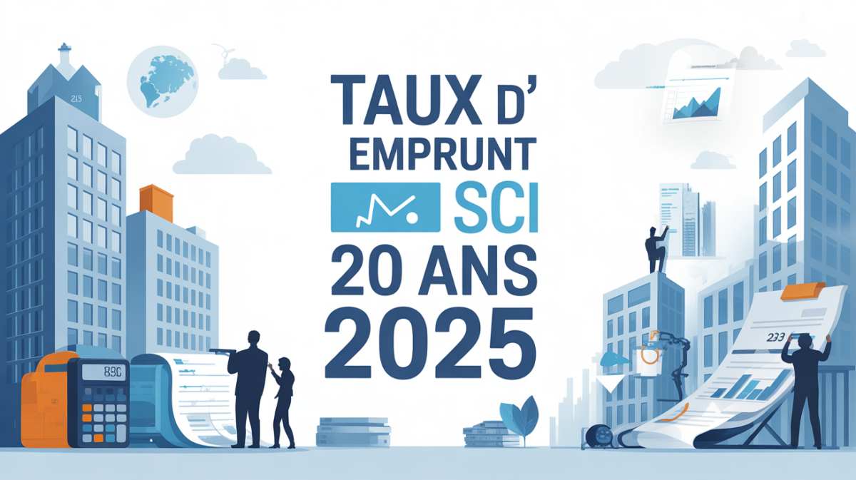 Illustration moderne taux emprunt SCI 20 ans 2025
