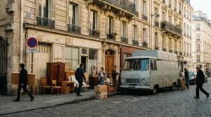 rue parisienne demenagement camion meubles