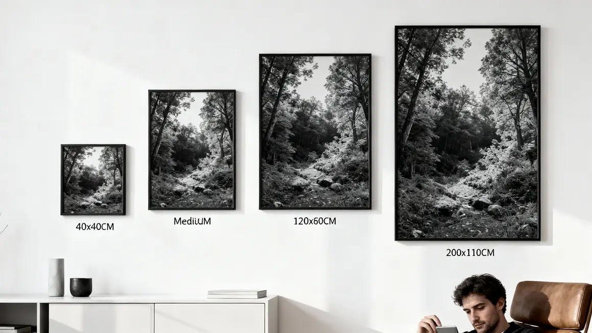 tailles tableau noir et blanc mur