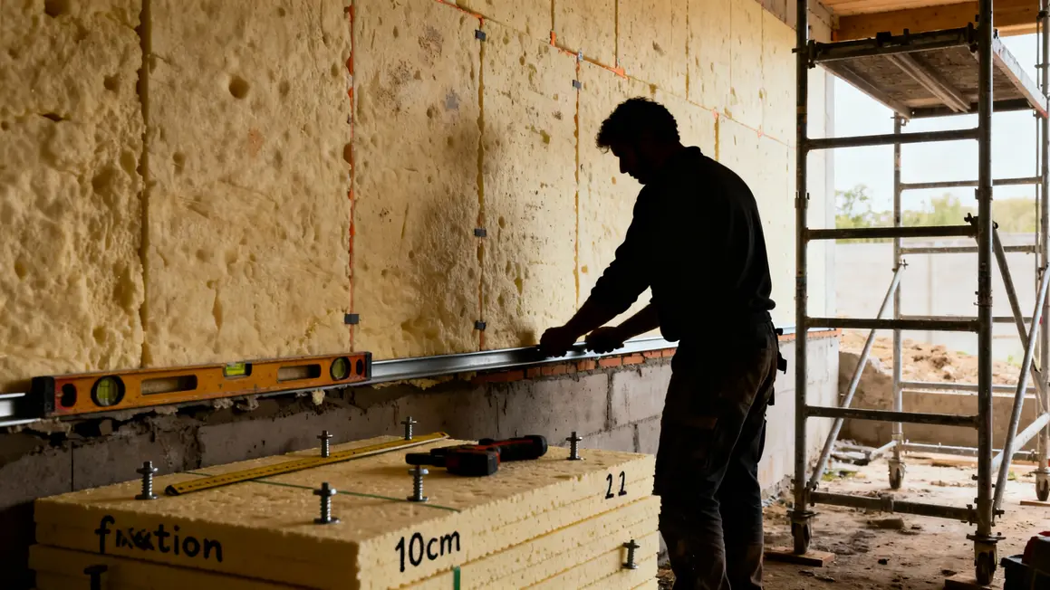 pose panneaux polystyrène rail soubassement chantier stable
