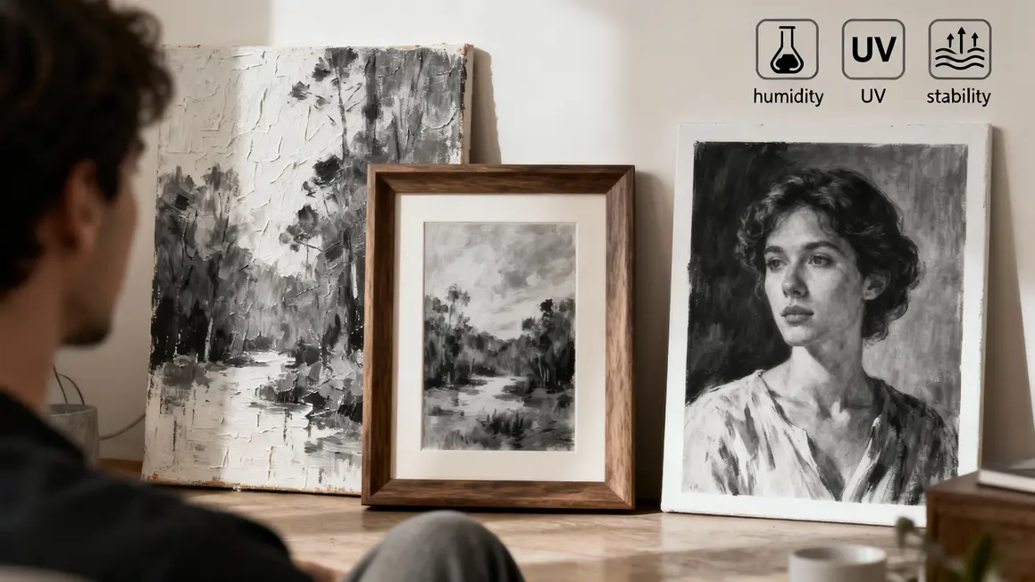 toile cadre bois impression tableau noir blanc