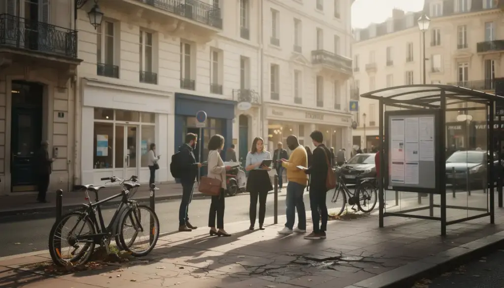 Scène centre ville Vichy emploi discussion devant entreprises