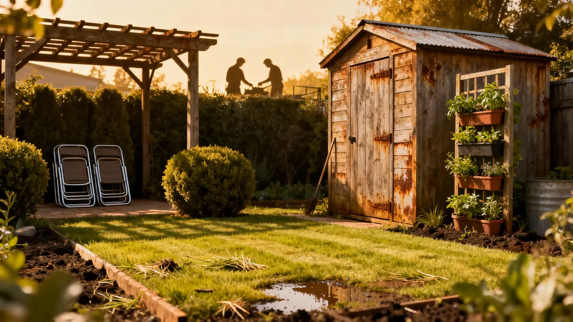 Petit jardin entretenu cabane rangement mini-potager