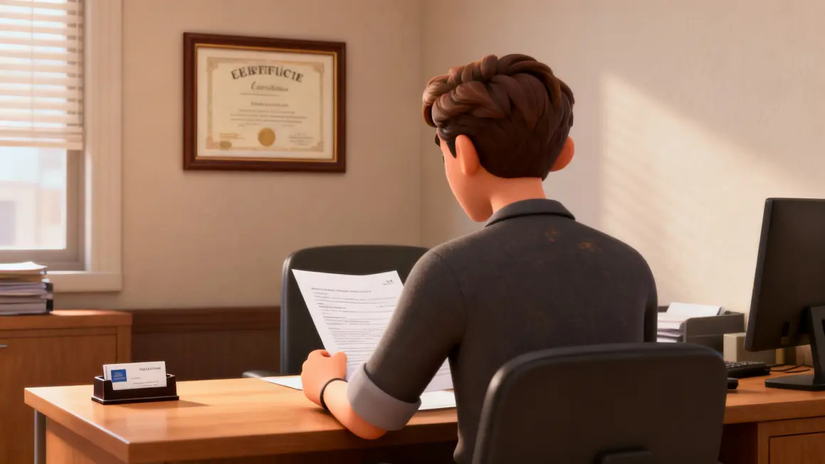 Diplôme agent immobilier, carte pro sur bureau professionnel