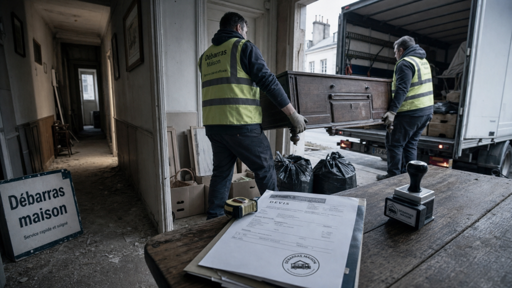 Photo debarras maison : équipe en débarras, devis et tri